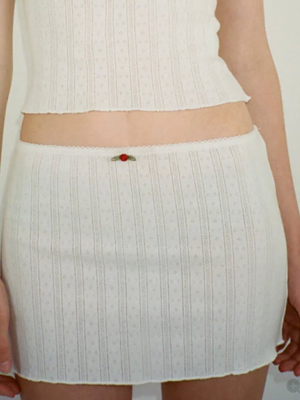Sandy Liang White Shorty Miniskirt in Oat Milk Size XS
